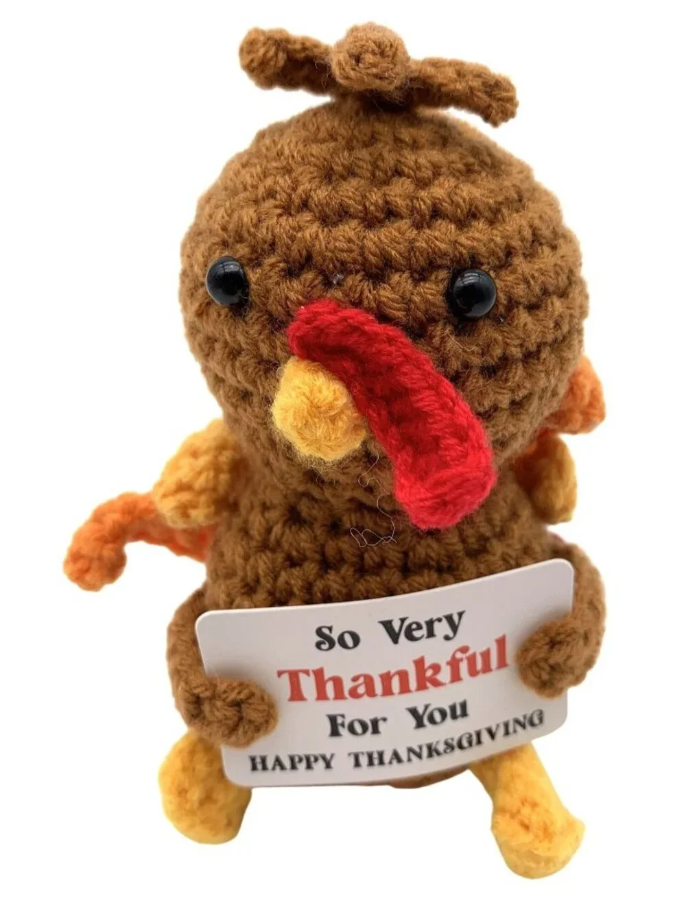 Crochet Thankful Turkey Plush Thanksgiving Fall Mini Decor 4 Inches